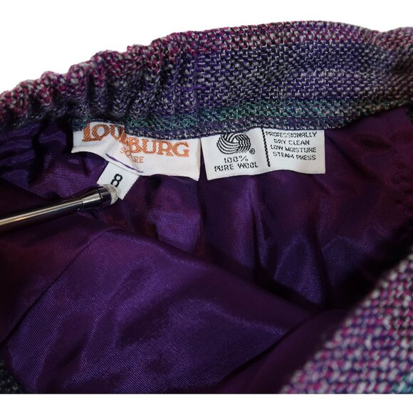 Vintage 60s Jewel Tone Rainbow Striped Wool Midi Skirt Size 8 Academia Preppy - Picture 8 of 8